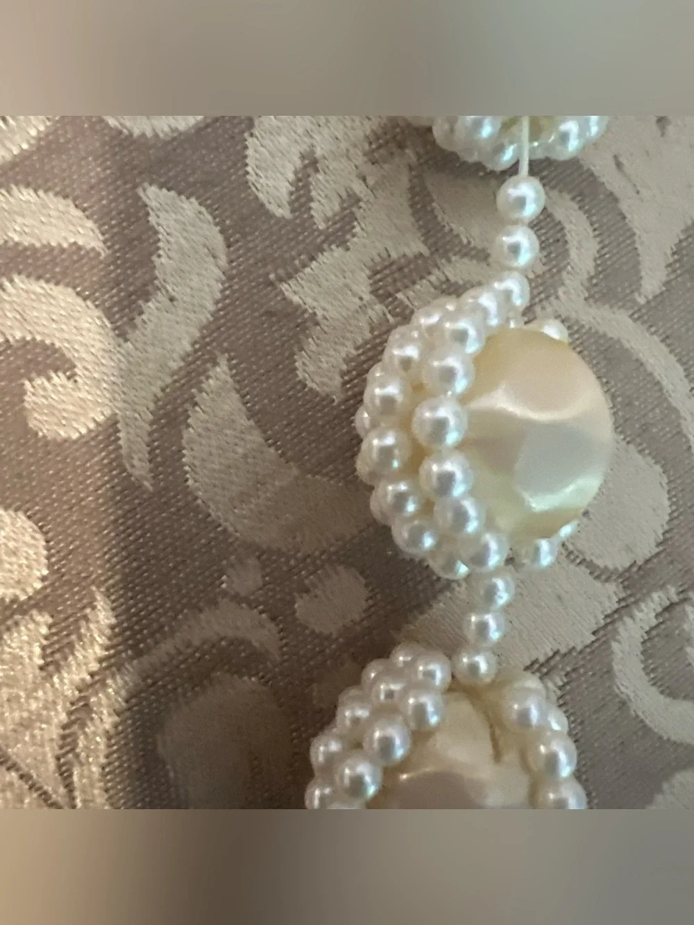 STUNNING VINTAGE ESTATE CAGED BEAD & PEARL NECKLACE Faux Pearls 36” Long